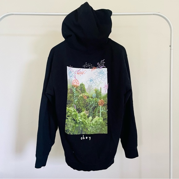 Obey Long Black Graphic Sweater - Picture 2 of 3